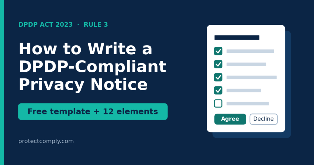 How to write a DPDP-compliant privacy notice: free template and 12 elements
